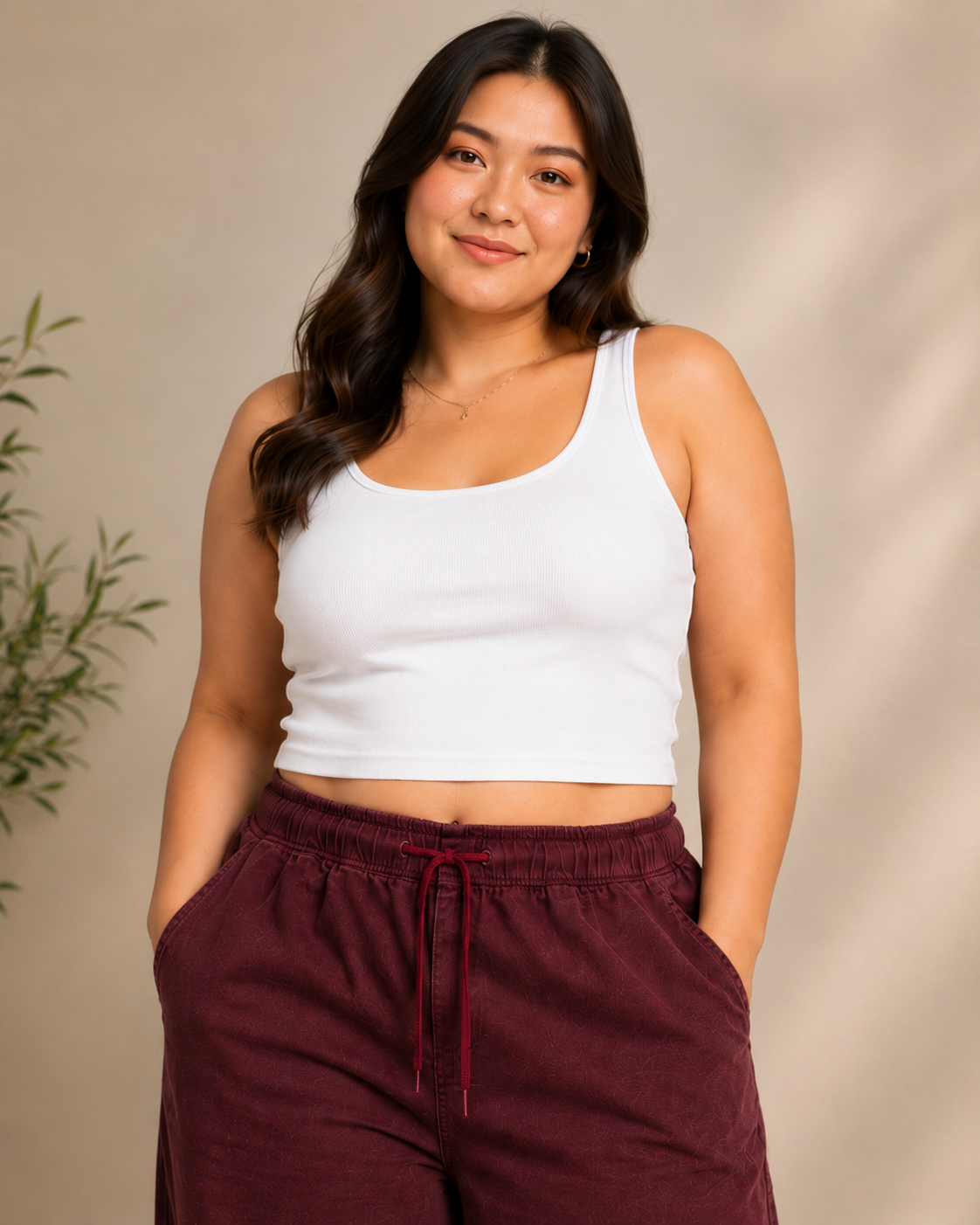 Plus Size Maroon Denim Cargo Pants – Curvisha
