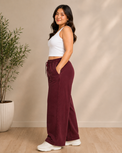 Plus Size Maroon Denim Cargo Pants – Curvisha