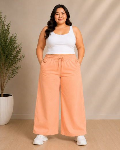 Plus Size Peach Denim Cargo Pants – Curvisha