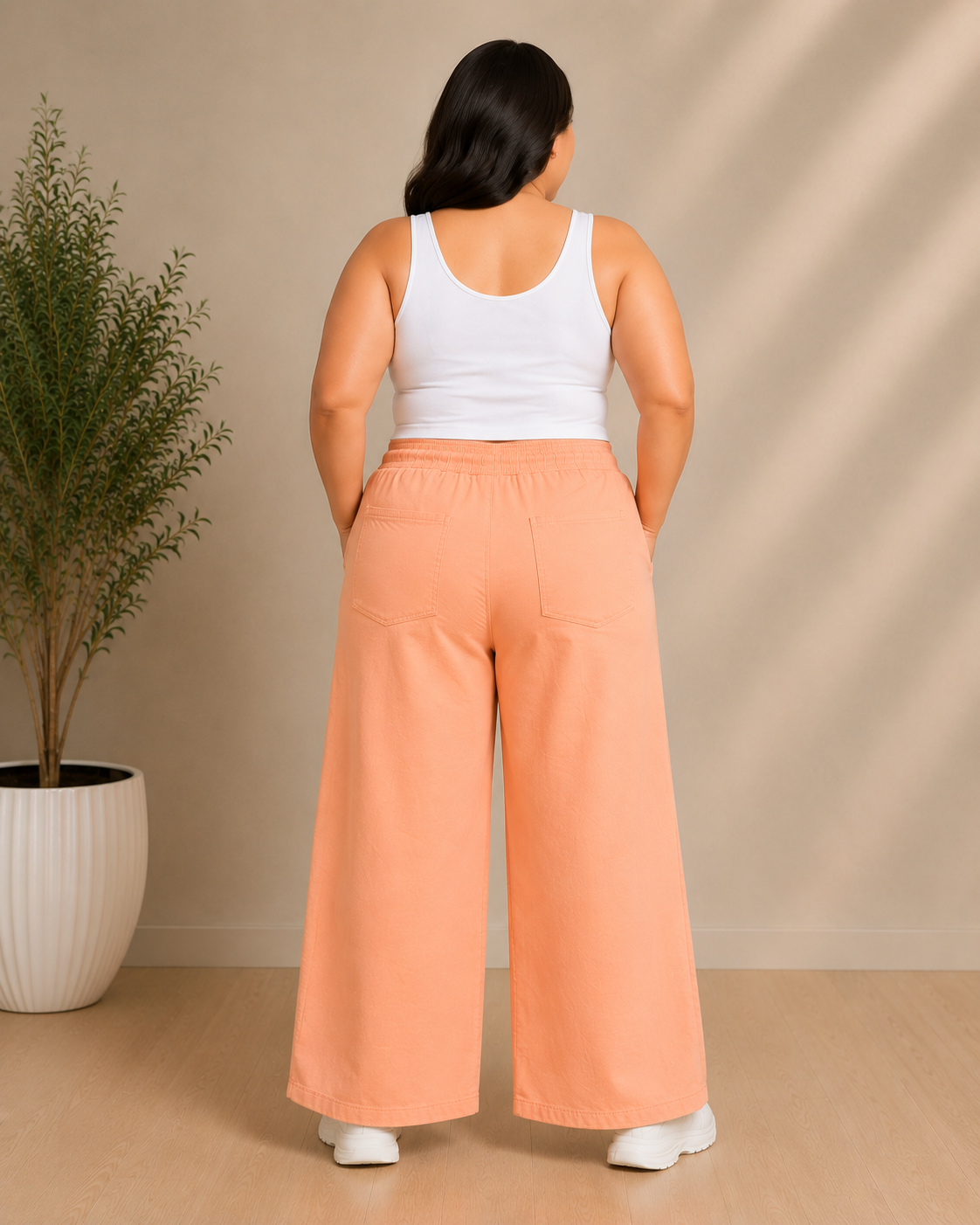 Plus Size Peach Denim Cargo Pants – Curvisha
