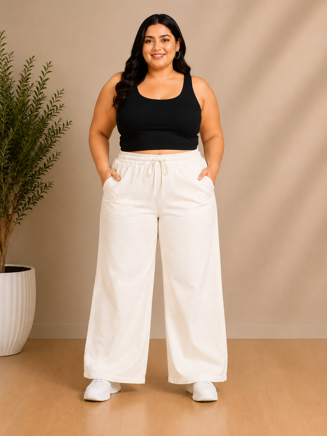 Plus Size White Denim Cargo Pants – Curvisha