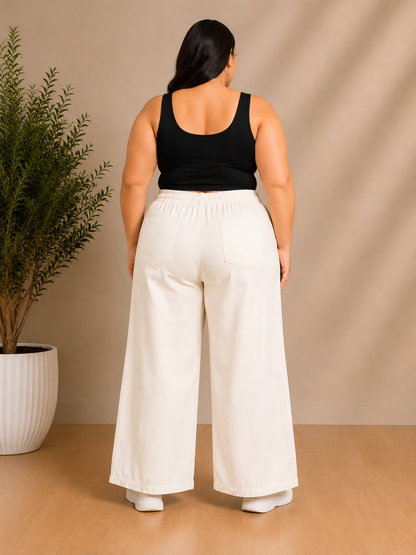 Plus Size White Denim Cargo Pants – Curvisha
