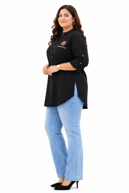 Plus Size Black Denim Short Kurti Tunic – Curvisha