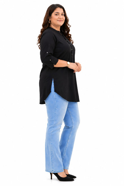 Plus Size Black Denim Short Kurti Tunic – Curvisha