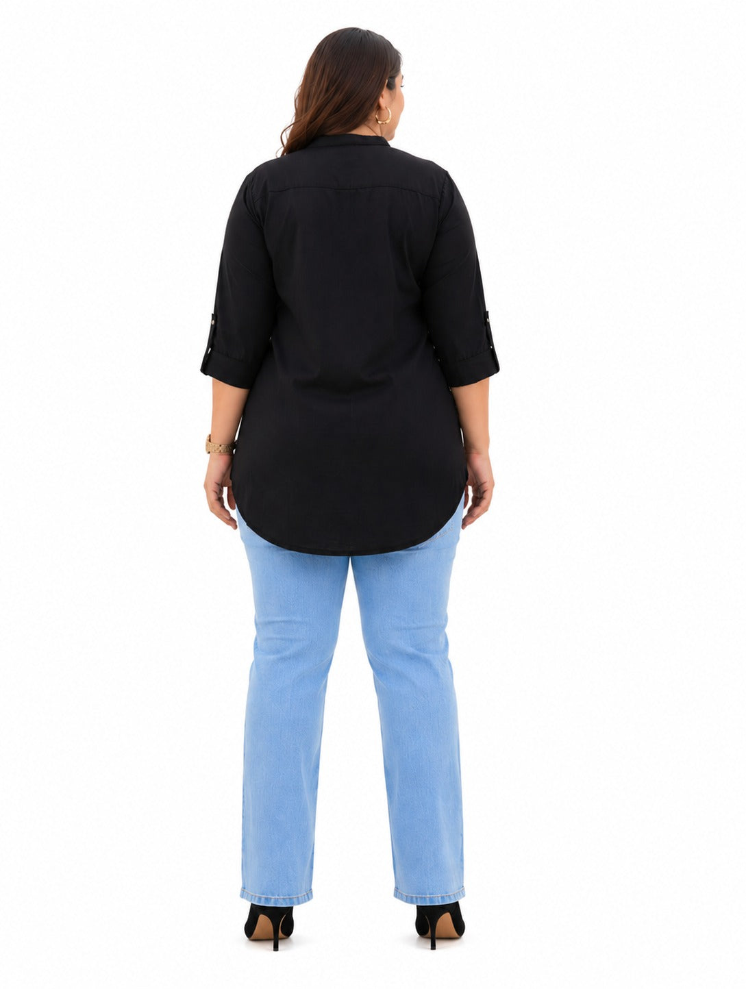Plus Size Black Denim Short Kurti Tunic – Curvisha