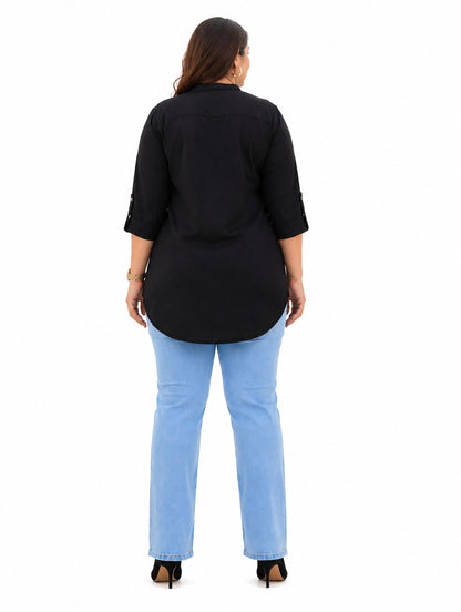 Plus Size Black Denim Short Kurti Tunic – Curvisha