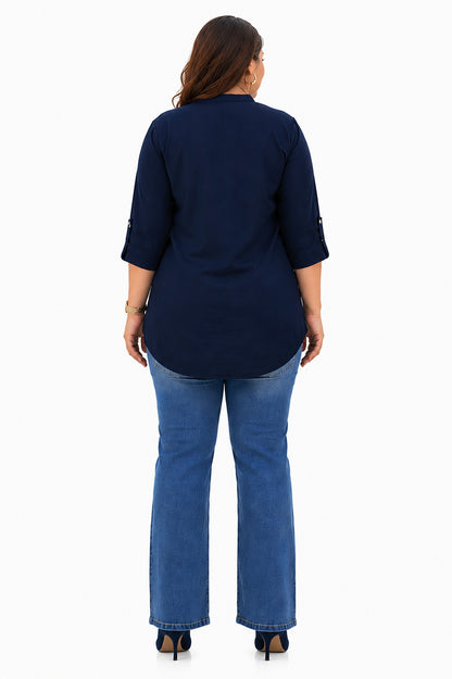 Plus Size Dark Blue Denim Short Kurti Tunic – Curvisha
