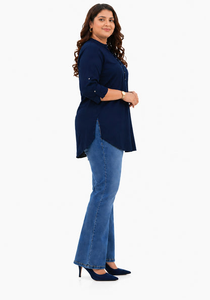Plus Size Dark Blue Denim Short Kurti Tunic – Curvisha