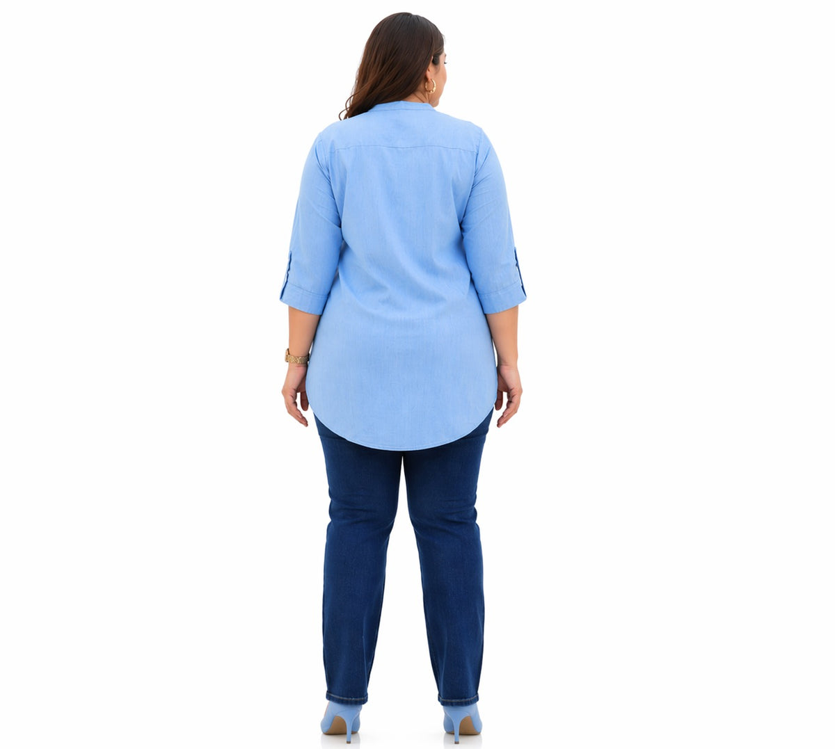Plus Size Light Blue Denim Short Kurti Tunic – Curvisha