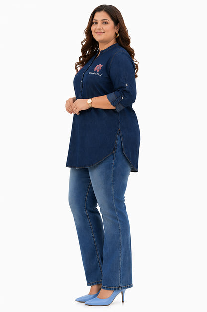 Plus Size Blue Denim Short Kurti Tunic – Curvisha