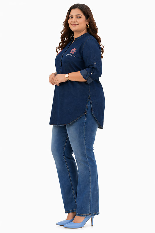 Plus Size Blue Denim Short Kurti Tunic – Curvisha