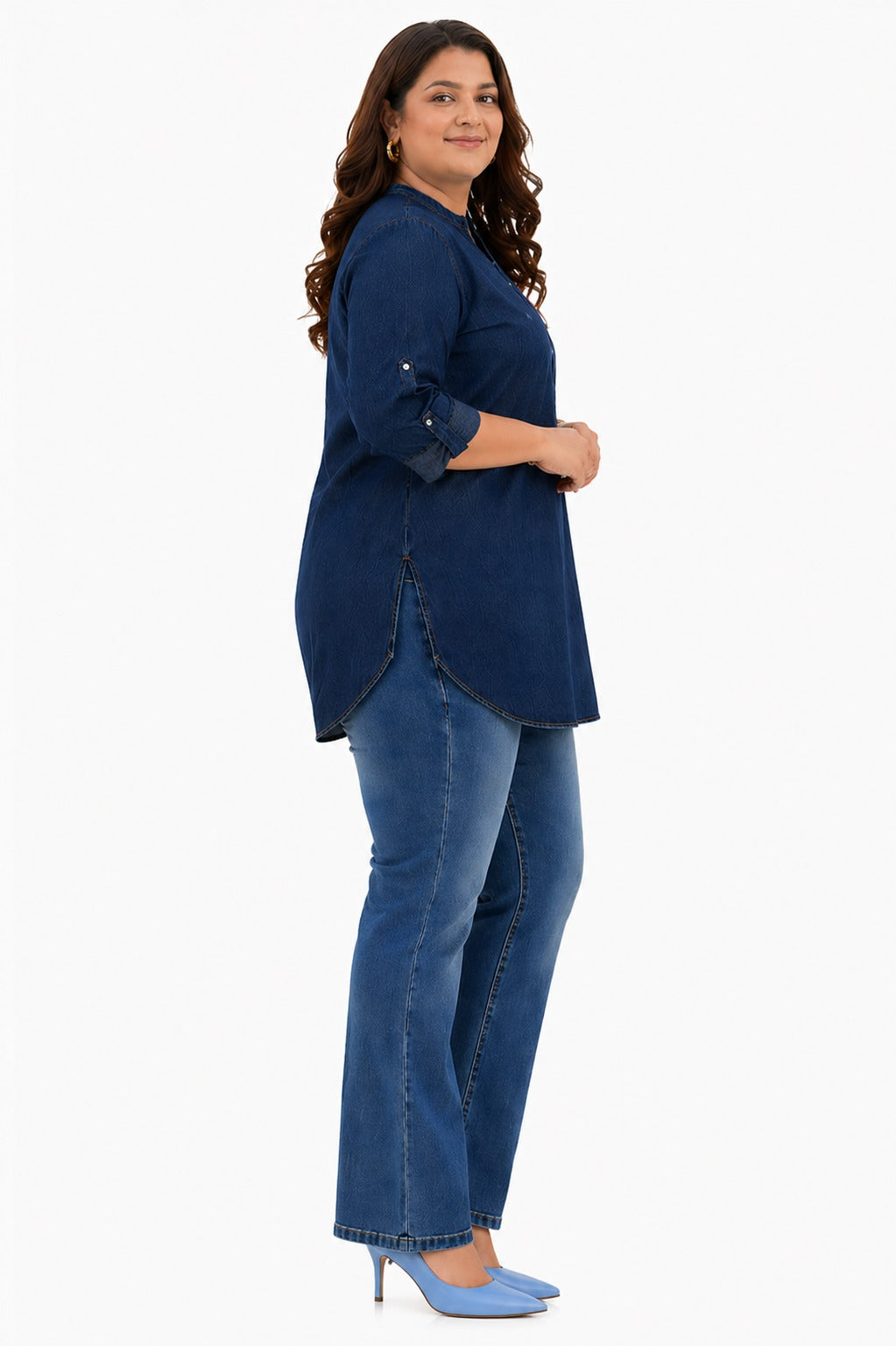Plus Size Blue Denim Short Kurti Tunic – Curvisha