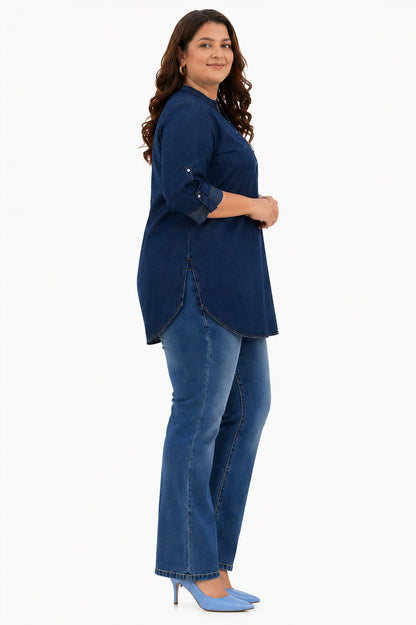 Plus Size Blue Denim Short Kurti Tunic – Curvisha