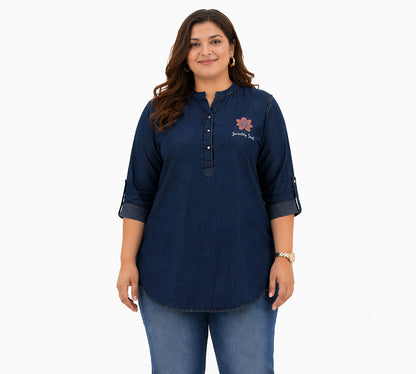 Plus Size Blue Denim Short Kurti Tunic – Curvisha