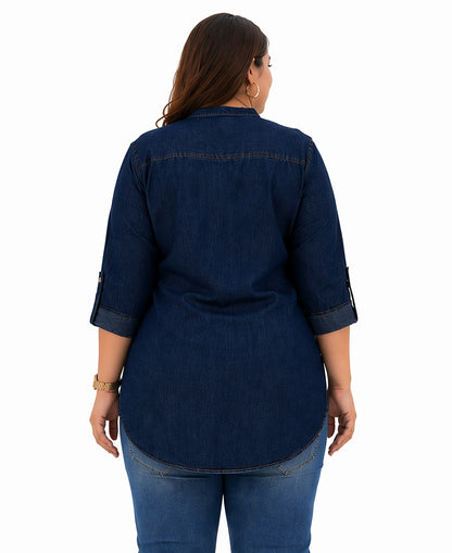 Plus Size Blue Denim Short Kurti Tunic – Curvisha