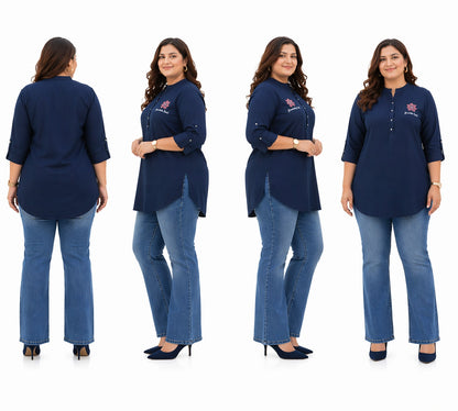 Plus Size Blue Denim Short Kurti Tunic – Curvisha