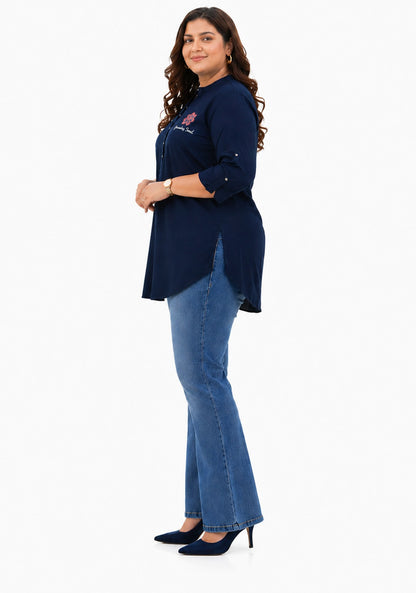 Plus Size Dark Blue Denim Short Kurti Tunic – Curvisha