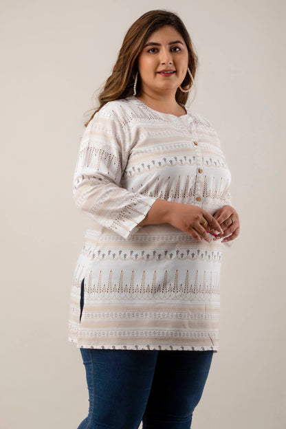 Lightweight White Rayon tunic for Plus Size Women