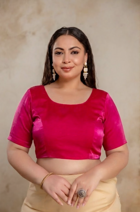 Plus size hot pink Jimmy Choo blouse with sleeves shown for reference only, fat women blouse sleeve length depends on stitching