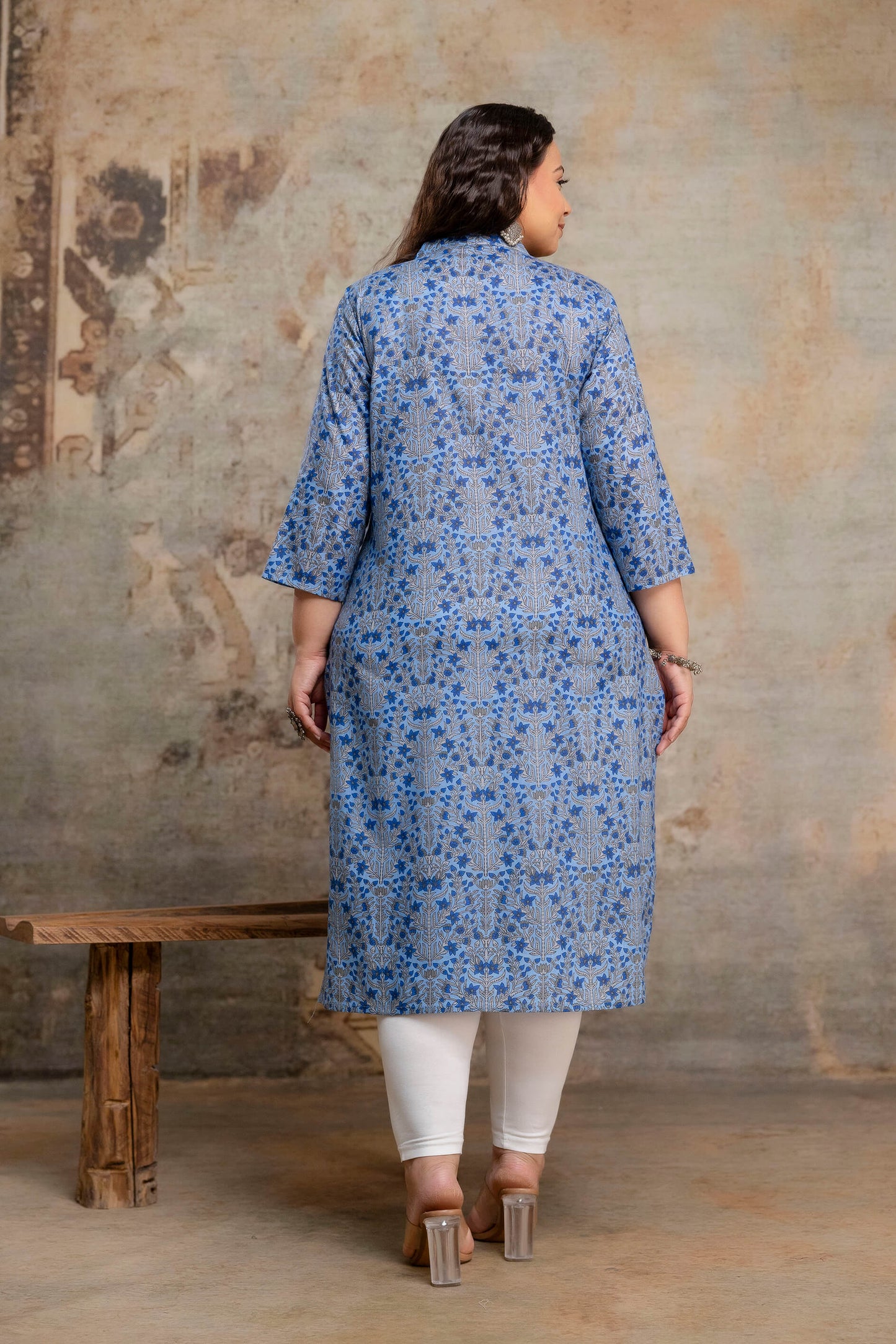 Plus size cotton kurti back view, everyday big size kurti for curvy women