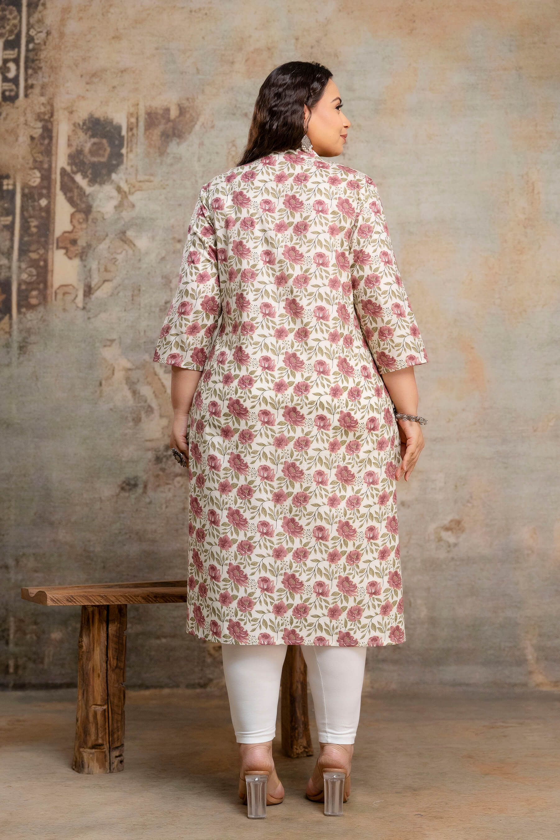 Plus size cotton kurti back view, everyday big size kurti for women
