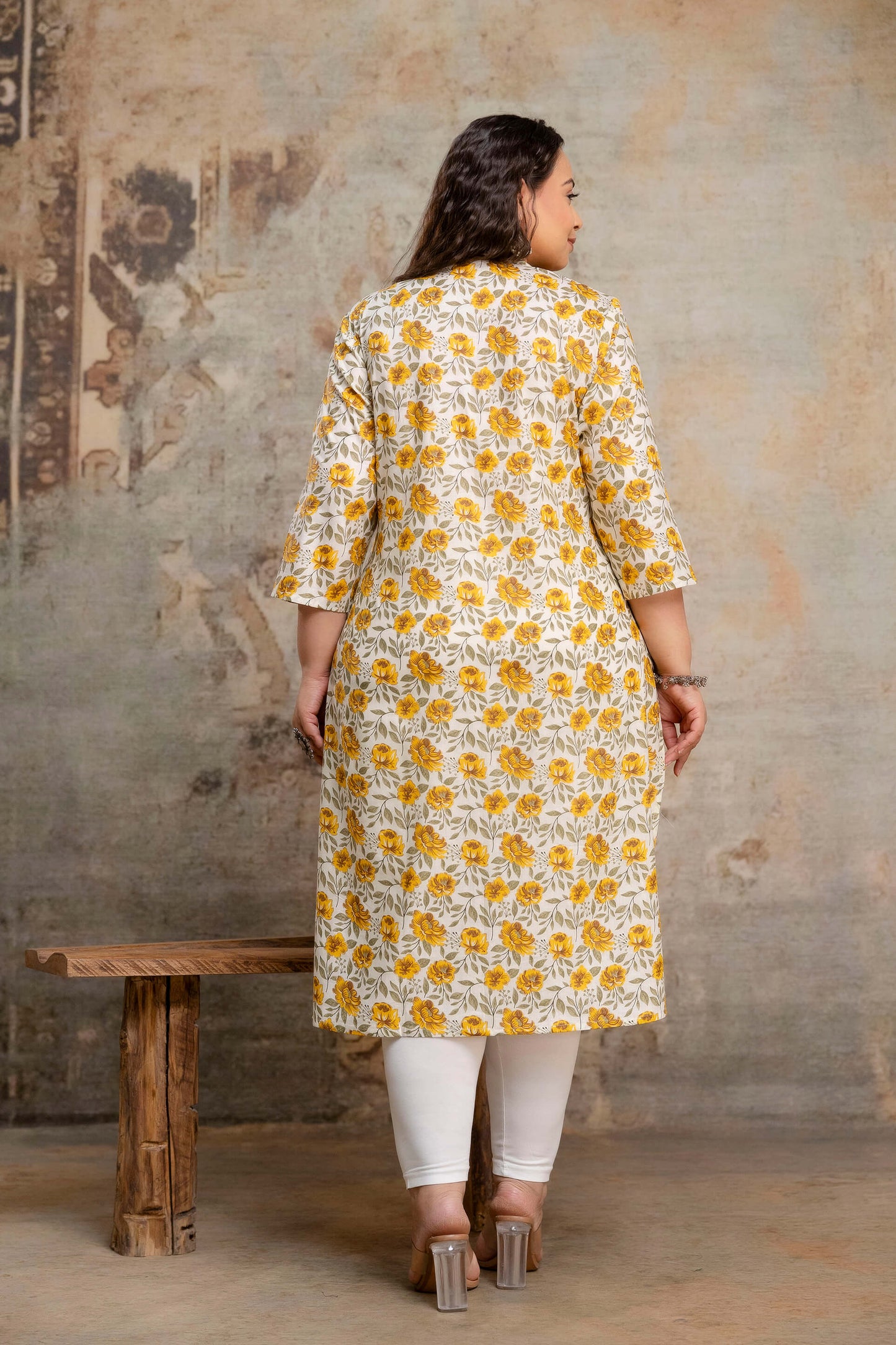 Plus size cotton kurti back view, everyday big size kurti for women
