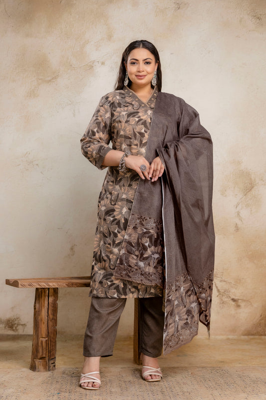 Plus size floral kurti with dupatta for fat women clothing, elegant ethnic wear