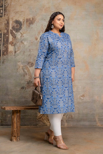 Plus size cotton kurti sleeve detail, breathable fabric for fat women clothing
