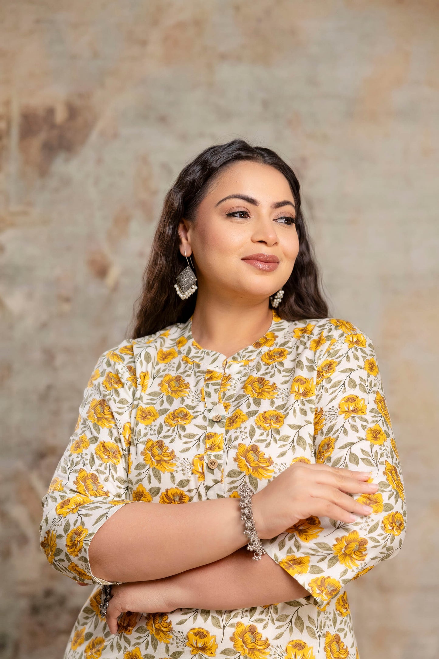 Plus size yellow cotton kurti for curvy women, breathable fabric everyday big size clothing