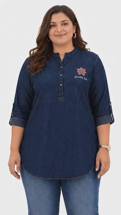 Plus Size Blue Denim Short Kurti Tunic – Curvisha